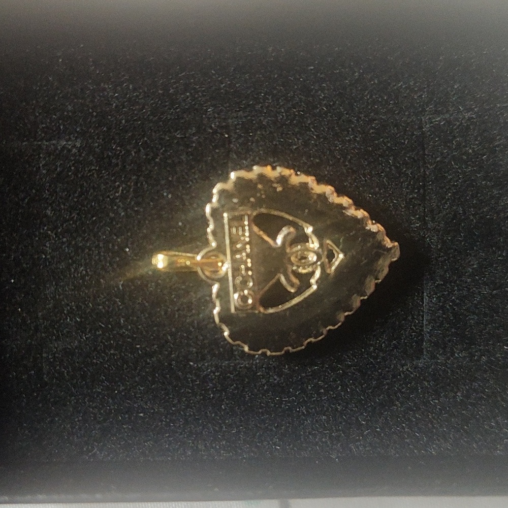 Authentic Chanel Gold and Blue Heart Pendant Necklace 925 Sterling 18k Plated - Picture 2 of 4